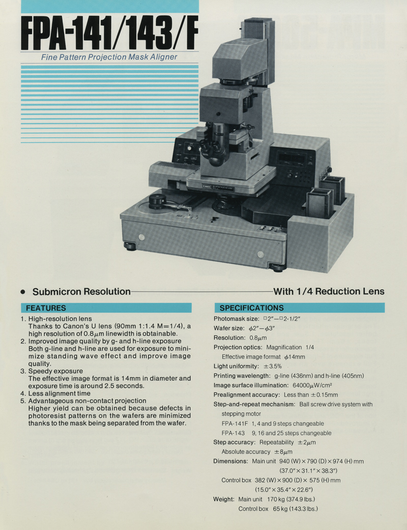 Canon's Various models of Proximity Mask Aligner FPA-141/143/F